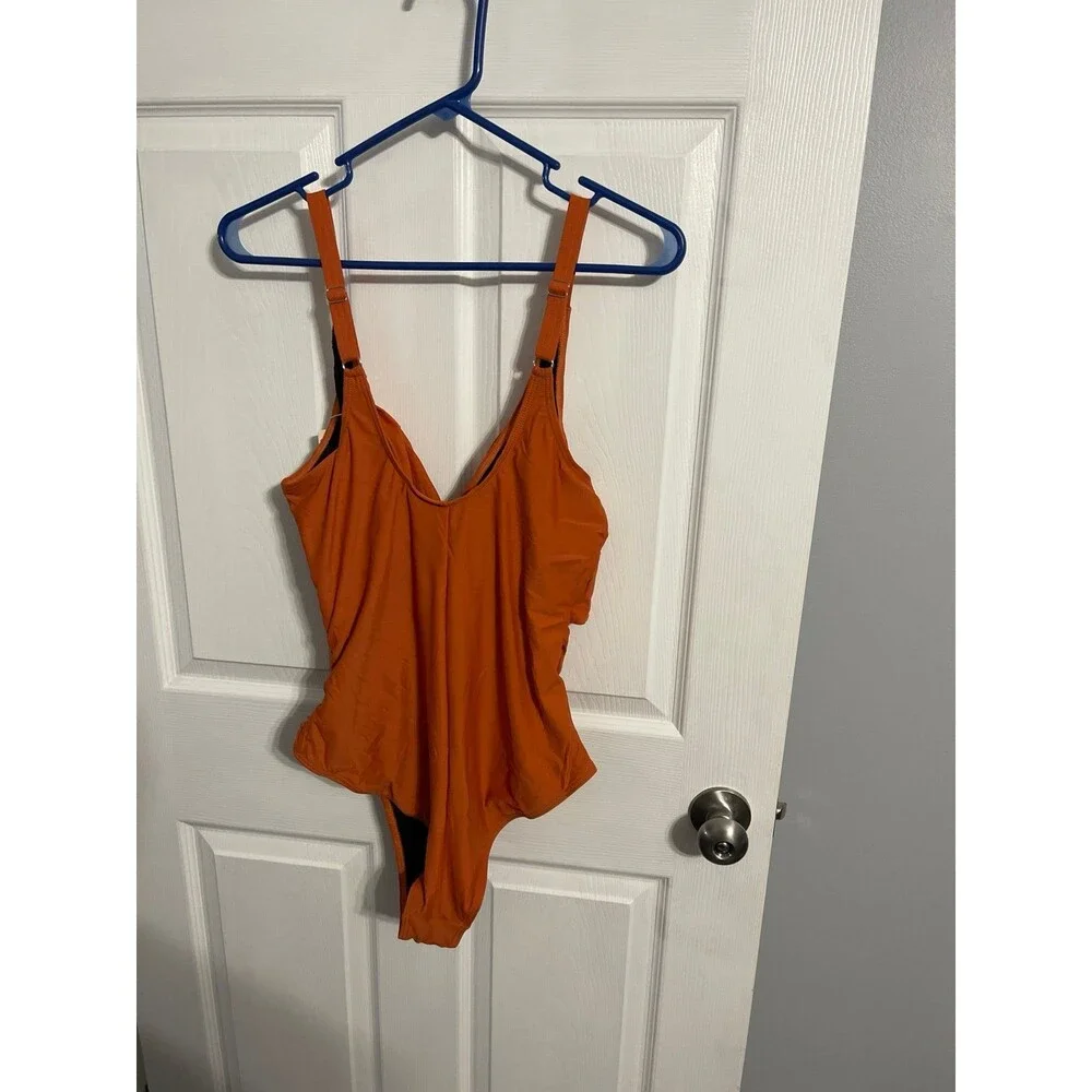 Danga Bay Tummy Control One Piece Swimsuit Size L Orange New With Tag